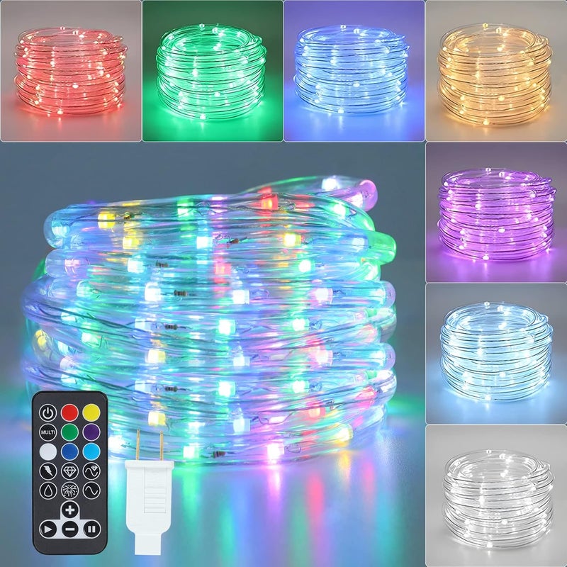 Vigdur Color Changing Rope Lights - 18FT Led Rope Lights Outdoor Waterproof with Remote Connectable 7 Colors & 7 Modes Decorative Christmas Lights for Xmas Bedroom Party Holiday Decoration - Image 1